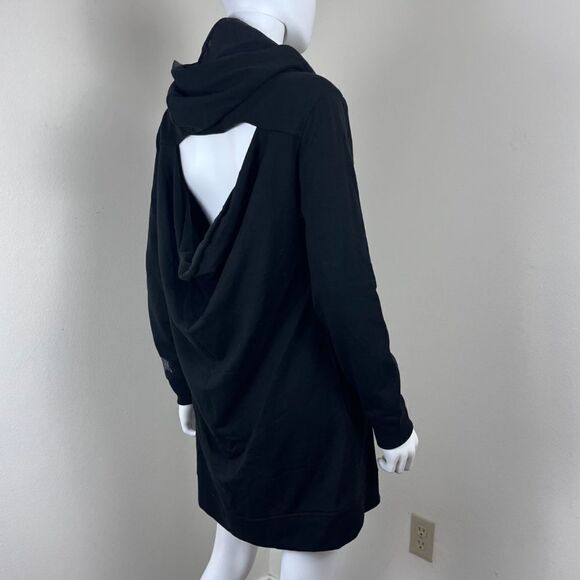 Victoria's Secret Women Size S Black Pullover Hood Mini Sweater Dress Open Back - Picture 12 of 16